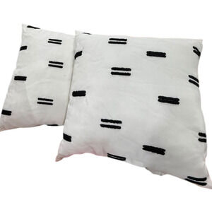 Boho Throw Pillow Covers 18x18 inches(Pack of 2) Black Off White
